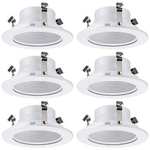 Load image into Gallery viewer, 4 Inch Light White Stepped Baffle Trim - for 4&quot; Recessed Can, Fits Halo/Juno Remodel Housing, Four Bros Lighting SB4/WHT, 6 Pack (White)
