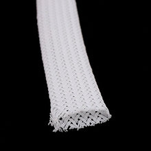 Load image into Gallery viewer, Aexit 10mm Flat Tube Fittings Dia Tight Braided PET Expandable Sleeving Cable Wrap Sheath Microbore Tubing Connectors White 5M
