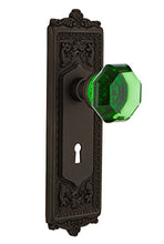 Load image into Gallery viewer, Nostalgic Warehouse 721606 Egg &amp; Dart Plate with Keyhole Passage Waldorf Emerald Door Knob in Oil-Rubbed Bronze, 2.375
