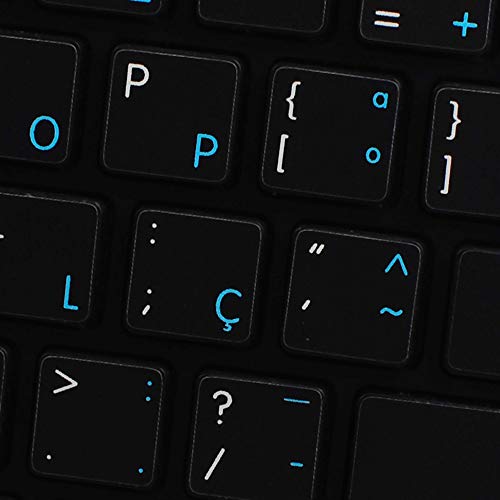 MAC NS Portuguese - English Non-Transparent Keyboard Labels Layout Black Background for Desktop, Laptop and Notebook