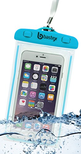 Universal Bastex Dry Bag Waterproof Phone Case Glow in The Dark Pouch Clear Transparent Sealed Heavy Duty Silicone Protection for Samsung iPhone HTC LG iPhone 7 Camera Multi-Media Devices-Neon Blue