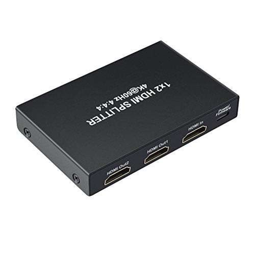 DTECH 1x2 HDMI Splitter 4K 60hz 4:4:4 HDR 18Gbps HDCP 2.2 EDID 3D 1 in 2 Out HDMI 2.0 Port for Duplicate Dual Monitor Sharing Screen UHD Video