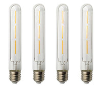 JCKing 4-Pack 3W E27 LED Filament Tube Light Bulb, Tube Shape Bullet Top, 40W Equivalent Replacement Warm White 2700K 270LM