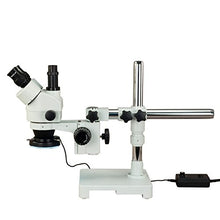Load image into Gallery viewer, OMAX 3.5X-90X Zoom Trinocular Single-Bar Boom Stand Stereo Microscope with 144 LED Ring Light with Light Control Box
