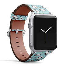 Load image into Gallery viewer, Compatible with Big Apple Watch 42mm, 44mm, 45mm (All Series) Leather Watch Wrist Band Strap Bracelet with Adapters (Cartoon Style Cute Panda)
