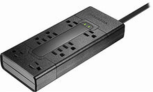 Load image into Gallery viewer, 8-Outlet Surge Protector with Two 8 4K UltraHD/HDR HDMI Cables - Black
