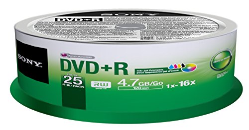 Sony 25DPR47PP DVD+R Recordable and Ink-Jet Printable (25 Disc Spindle)