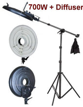 Load image into Gallery viewer, Ardinbir Studio Photo 700W 5400K Daylight Continuous Cool Fluorescent Video Macro Ring Boom Light Stand Lamp Kit Lighting with White Diffuser
