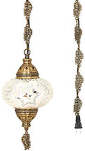 Load image into Gallery viewer, DEMMEX 2019 Swag Plug in Turkish Moroccan Mosaic Ceiling Hanging Light Lamp Chandelier Pendant Fixture Lantern, Hardwired OR Plug in with 15feet Cord &amp; Chain (PlugIn12)
