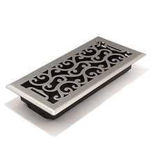 Load image into Gallery viewer, Accord AMFRSNC410 Charleston Floor Register, 4-Inch x 10-Inch(Duct Opening Measurements), Satin Nickel
