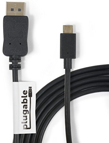Plugable USB C to DisplayPort Adapter - 6ft (1.8m) Adapter Cable (Supports Resolutions up to 4K at 60Hz)
