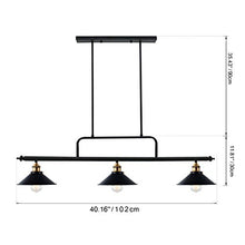 Load image into Gallery viewer, Unitary Brand Antique Black Metal Shades Kitchen Island Light Fixture with 3 E26 Bulb Sockets 120W Painted Finish
