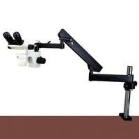 OMAX 3.4X-45X Zoom Binocular Articulating Arm Stereo Microscope with Vertical Post and Cold Y-Type Gooseneck Fiber Light