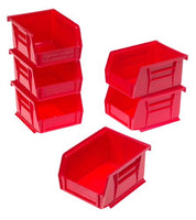 Akro Mils 8212 Six Pack Of 30210 Plastic Storage Stacking Akro Bins For Craft And Hardware, Red,5 3/8