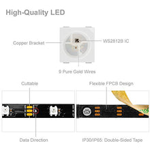 Load image into Gallery viewer, BTF-LIGHTING WS2812B RGB 5050SMD Individual Addressable 16.4FT 30Pixels/m 150Pixels Flexible Black PCB Full Color LED Pixel Strip Dream Color IP30 Non-Waterproof Making LED Screen LED Wall Only DC5V
