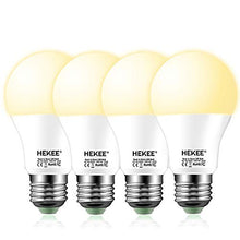 Load image into Gallery viewer, HEKEE Dusk to Dawn Sensor Light Bulbs LED A19 810 Lumens, Outdoor Porch Lights, 60 Watt Equivalent, Warm White 2700K Soft White Security Bulb(Auto on/Off), E26 Screw Base(4 Pack)
