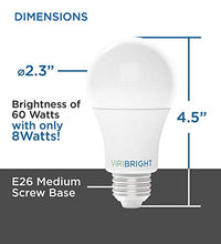 Load image into Gallery viewer, Viribright Lighting 750338-4SC Viribright Non-Dimmable A19 Light, 8 (60 Watt Replacement), Warm White 2700-Kelvin, E26 Base led Bulb, UL Listed, Pack of 4, 4-Pack

