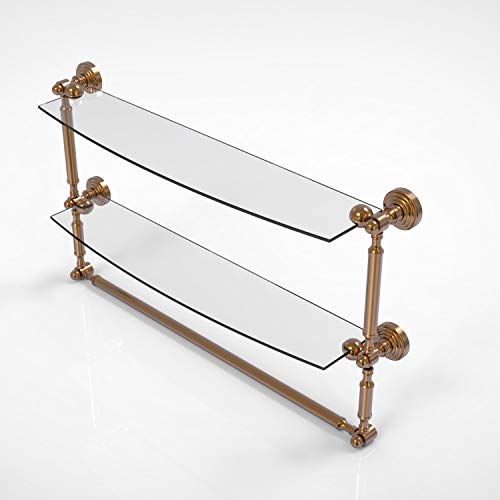 Allied Brass WP-34TB/24 Waverly Place Collection 24 Inch Two Tiered Integrated Towel Bar Glass Shelf, Brushed Bronze