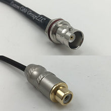 Load image into Gallery viewer, 12 inch RG188 BNC Female SM Bulkhead to RCA Female Pigtail Jumper RF coaxial Cable 50ohm Quick USA Shipping
