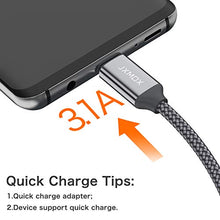 Load image into Gallery viewer, USB C Cable Short [0.8ft 3 Pack], JXMOX USB-A to Type-C Braided Fast Charging Cord Compatible with Samsung Galaxy Note 9 8,S10+ S9 S8 Plus,A10 A20 A51,LG V35 G7,Power Bank and Portable Charger(Grey)
