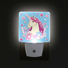Load image into Gallery viewer, Naanle Set of 2 Magic Unicorn Polka Dot Floral Auto Sensor LED Dusk to Dawn Night Light Plug in Indoor for Adults
