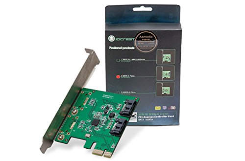I/O CREST 2 Port SATA III PCI-e 2.0 x1 Controller Card Asmedia ASM1061 Non-Raid with Low Profile Bracket SY-PEX40039