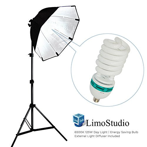 LimoStudio Photography Video Studio Continuous Softbox Lighting Light Kit with Photo CFL 105W Bulb and Octagonal Soft Box, AGG702