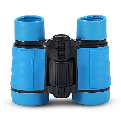 Dilwe Child Binocular, 3 Colors 4 Times Blue Coated Telescope Binoculars with Lanyard and Storage Bag for Kids Outdoor Hunting Birdwatching Travelling Climbing(Blue)