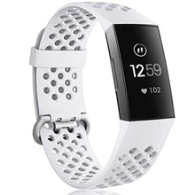 Load image into Gallery viewer, Wepro Bands Replacement Compatible Fitbit Charge 3 for Women Men Large, Waterproof Breathable Holes Watch Sport Strap Accessories for Fitbit Charge 3 SE Fitness Tracker, White
