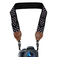 USA GEAR TrueSHOT Camera Strap with Polka Dot Neoprene Pattern , Accessory Pockets and Quick Release Buckles - Compatible With Canon , Nikon , Sony and More DSLR , Mirrorless , Instant Cameras