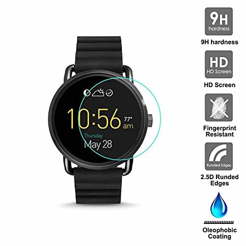 KAIBSEN For Fossil Q Wander Smart Watch 2.5D Tempered Glass Screen Protector,HD Clear Glass Film No-Bubble,9H Hardness,Scratch Resist