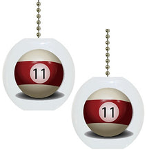Load image into Gallery viewer, Set of 2 Billiards 11 Pool Ball Solid Ceramic Fan Pulls
