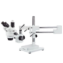 Load image into Gallery viewer, AmScope 3.5X-90X Simul-Focal Boom Stereo Microscope with a Fluorescent Light
