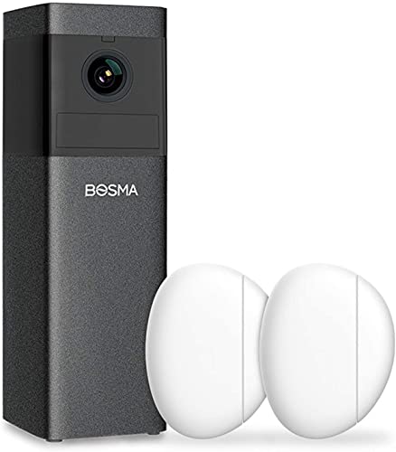 BOSMA X1 Indoor Home Security Camera System, 2.4 GHz WiFi, 360 Rotation, Super Wide Angle, 1080P HDR, Color Night Vision, 2-Way Audio, PIR Motion Detection, Plug-in Cam with 2 Window/Door Sensors