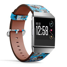 Load image into Gallery viewer, (Lovely Marine Pattern with Rays and Algae) Patterned Leather Wristband Strap for Fitbit Ionic,The Replacement of Fitbit Ionic smartwatch Bands
