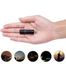Load image into Gallery viewer, Mini Flashlight Keychain with Micro USB Rechargeable Tiny Flashlight Brightness can Achieve up to 200 lumens for EDC Torch (Black)
