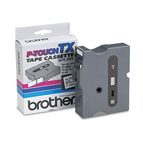 Brother Tx2511 Tx Labeling Tape for Pt-8000, Pt-Pc, Pt-30/35, 1-Inch W, Black On White