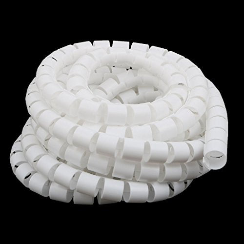 Aexit Flexible Spiral Electrical equipment Tube Cable Wire Wrap White Manage Cord 20mm Dia x 5 Meter Long with Clip