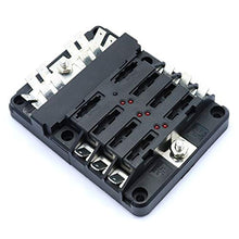 Load image into Gallery viewer, 6-Way Blade Fuse Box Holder Red LED Light Current 100 Amp Rated Amplifier for Each Branch 30A
