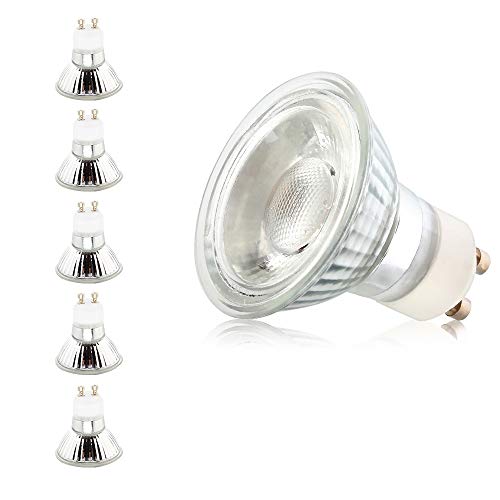 Mengjay 5 Pcs GU10 LED 5W (35W-40W Equivalent), 3000K (Warm White), 400 lumens, Not Dimmable, Beam Angle 60 Degree, Clear Cover, UL-Listed -