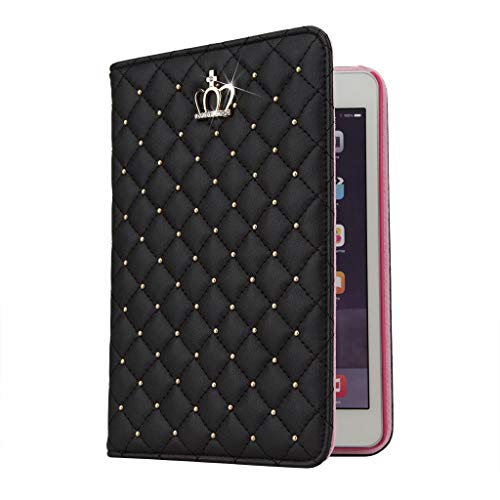 7.9'' iPad Mini1 Book Case, TechCode Premium PU Leather Crown Design Bling Diamond Heavy Duty Shockproof Protective Smart Stand Case for 7.9'' iPad Mini1/Mini2/Mini3(Black)