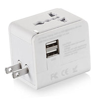 CRAZY AL'S CA613(1A) Worldwide Universal International Travel Adapter, with 2 USB Charging Ports & Universal AC Socket,Suitable for Apple, Samsung, Sony, BlackBerry, HTC,etc. White