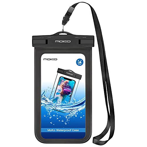 MoKo Waterproof Phone Pouch Holder, Underwater Cellphone Case Dry Bag with Lanyard Armband Compatible with iPhone 13/13 Pro Max/iPhone 12/12 Pro Max/11 Pro Max, Xr/Xs Max, 8, Samsung S21/S20/S10/S9