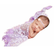 Load image into Gallery viewer, Newborn Boy Girl Photography Props Newborn Wraps Baby Photo Shoot Outfits Wrap Lace Yarn Cloth Blanket(purple)
