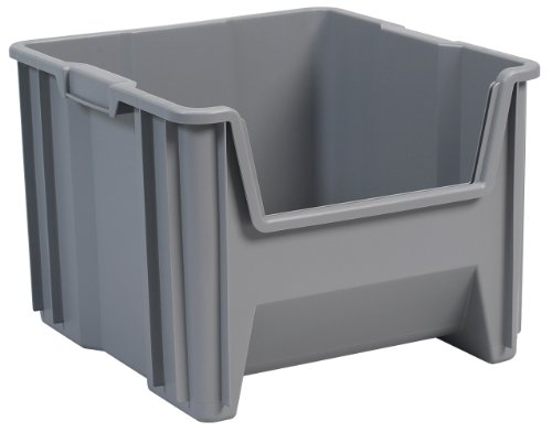 Akro-Mils 13018 Stack-N-Store Heavy Duty Stackable Open Front Plastic Storage Container Bin, (17-1/2-Inch x 16-1/2-Inch x 12-1/2-Inch), Gray, (2-Pack)