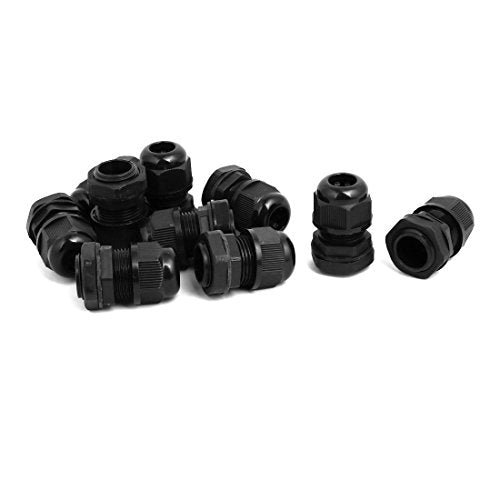 Aexit PG13.5 3.5mm-5.2mm Transmission Adjustable 2 Holes Cable Gland Joint Black 10pcs