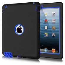 Load image into Gallery viewer, Fingic iPad 4 Case, iPad 2 Case, iPad 3 Case, Heavy Duty Shock-Absorption Three Layer High Impact Hybrid Hard PC Soft Solicone Armor Full Body Protective Case Cover for iPad 2/3/4 Retina, Blue+Black
