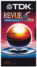 Load image into Gallery viewer, 2 Pack TDK T-120 REVUE Premium Quality blank VHS Video Cassette Tape - 6 hours - Record, Rewind, Reuse
