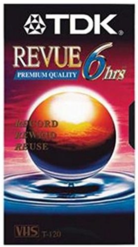 2 Pack TDK T-120 REVUE Premium Quality blank VHS Video Cassette Tape - 6 hours - Record, Rewind, Reuse