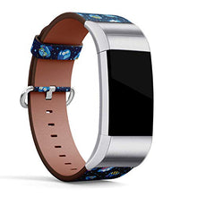 Load image into Gallery viewer, Replacement Leather Strap Printing Wristbands Compatible with Fitbit Charge 3 / Charge 3 SE - Blue Cartoon Owls in The Galaxy
